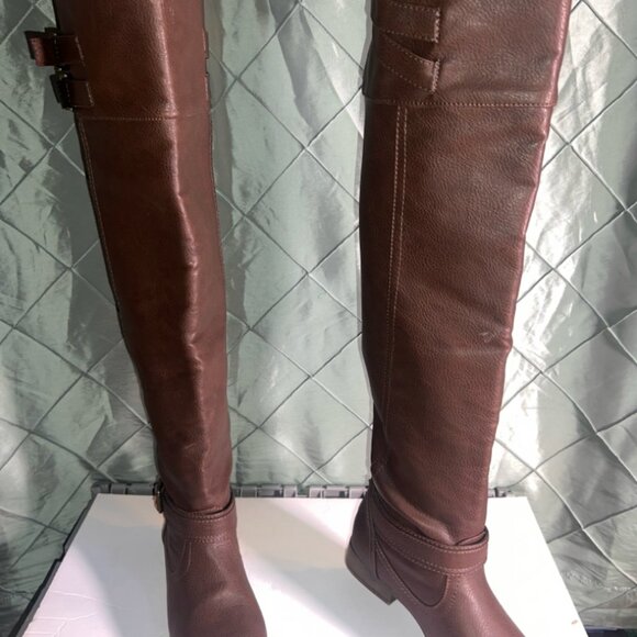 Robynne JustFab Brown over the knee leather fashion boots Sz.‎ 8 - Picture 2 of 10